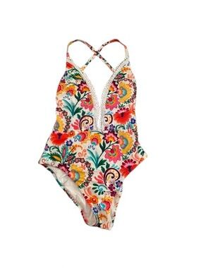 Sunshine 79 Floressence Floral Lace-Trim One-Piece - Size 8